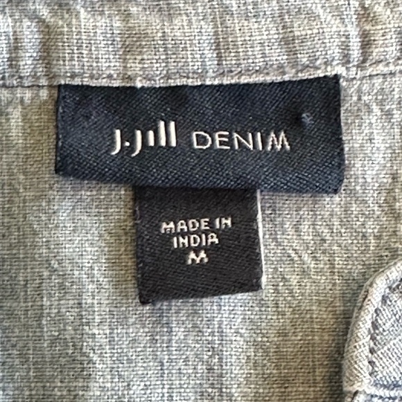 J. Jill | Lightweight Denim Embroidered Tunic Top with Split Neckline - Picture 3 of 8